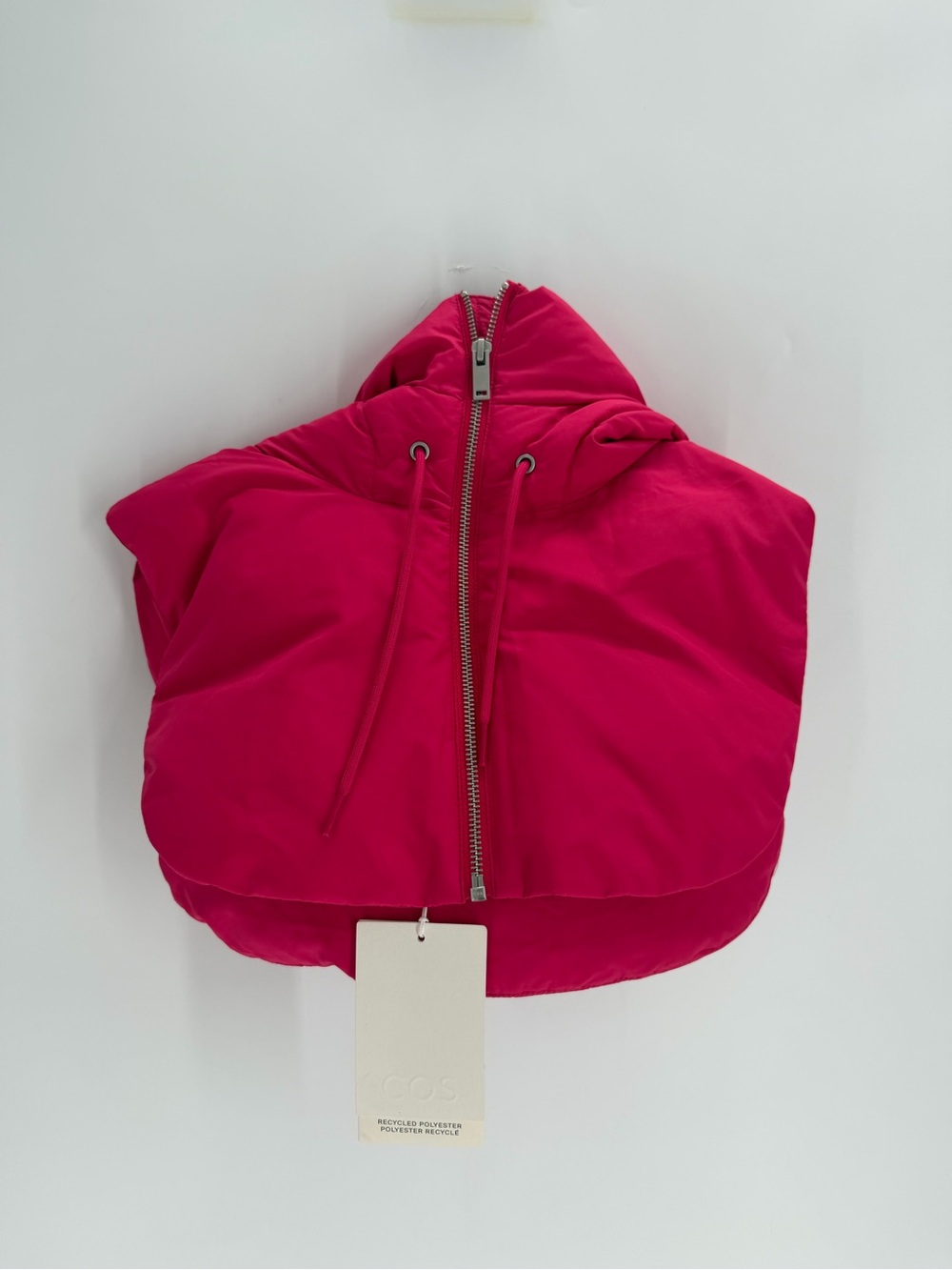 Cos Hooded Mock Padded Drawstring Zip Collar In Fuchsia Pink